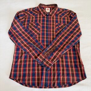 Levi's Red, Blue & Brown Plaid Men's Button-Down Shirt